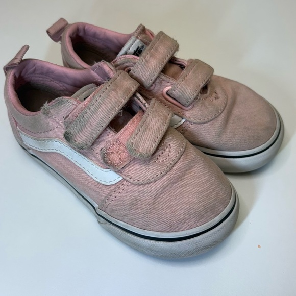 2/$20 Vans Size 8 Toddler Pink Velcro Sneakers Slip On Running Shoes Non-Marking - Picture 1 of 9
